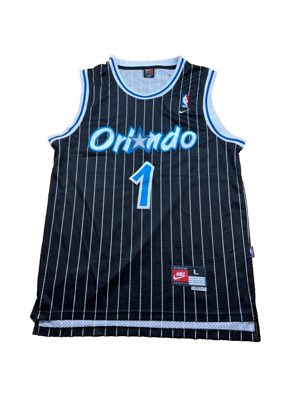 Vintage Nike Penny Hardaway #1 Orlando Magic Pinstripe NBA Jersey Size M 90s